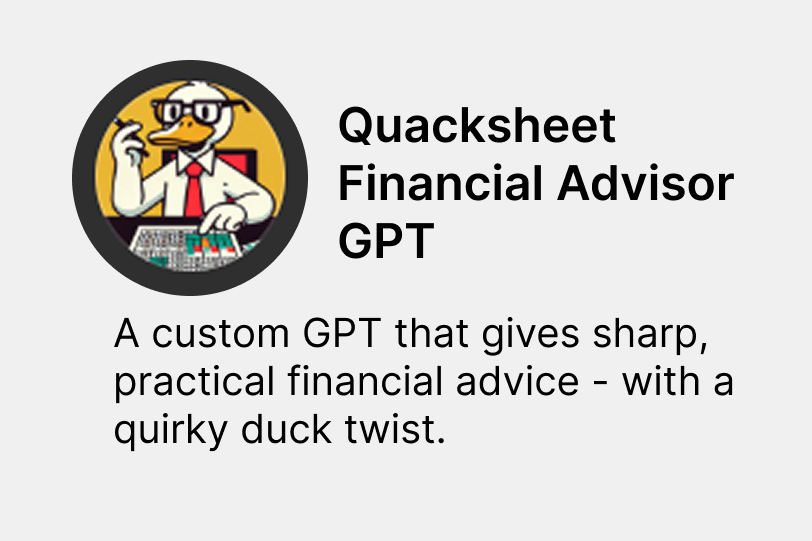 Quacksheet Financial Advisor GPT - AI Tools project screenshot showing the interface